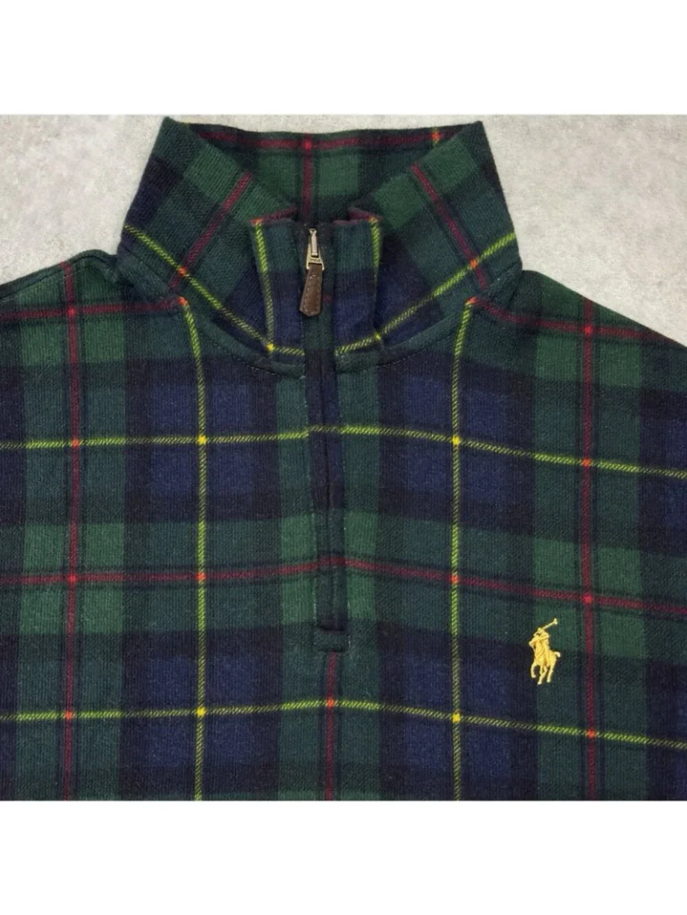 Polo Ralph Lauren Tartan Estate-Rib Pullover Sweater Men’s Small 1/4 Zip Plaid